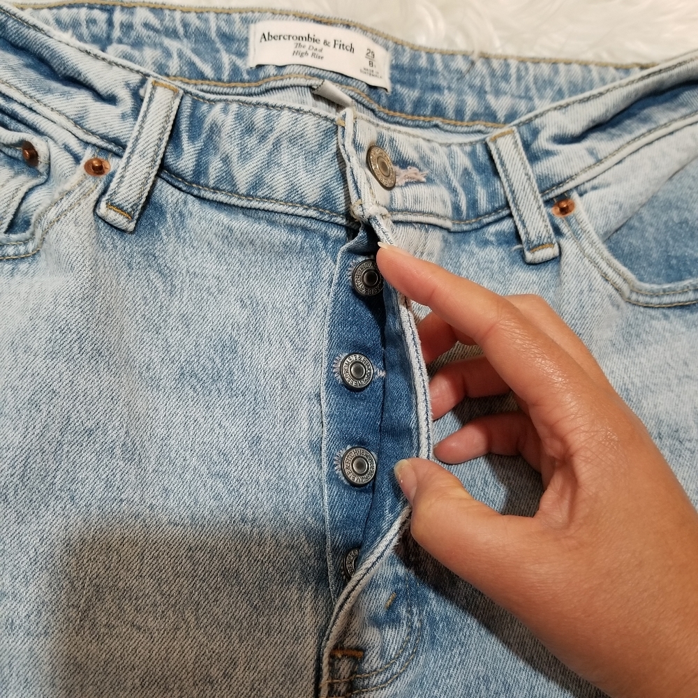 Abercrombie And Fitch Curve Love The Dad High Rise Light Blue Jeans SIZE 29/8R - Picture 8 of 16